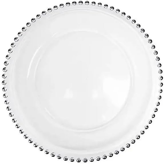 XL Teller aus transparentem Glas 33 cm - Silber 1