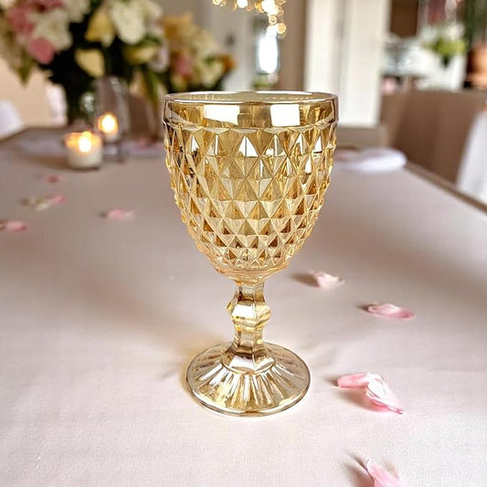 Vintage 6er-Set Farbige Weingläser mit Netz Muster - Gold Glanz