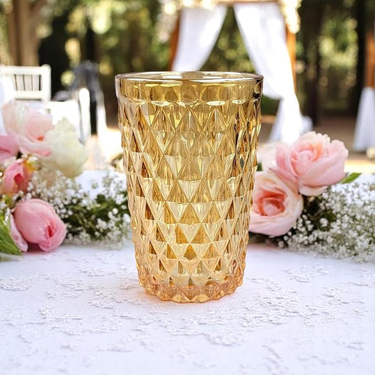 Vintage 6er-Set Farbige Trinkgläser mit Netz Muster - Gold Glanz