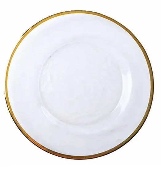XL Teller aus transparentem Glas 33 cm - Gold 2