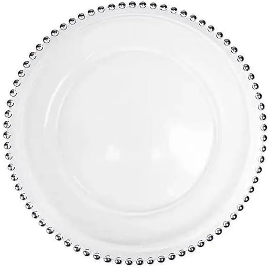 XL Teller aus transparentem Glas 33 cm - Silber 1