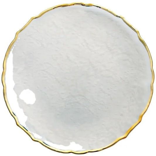 XL Teller aus transparentem Glas 33 cm - Gold 3
