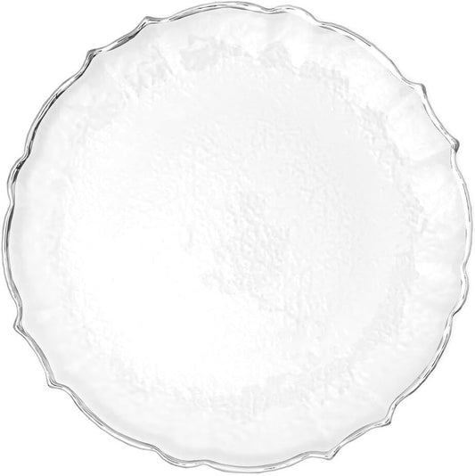 XL Teller aus transparentem Glas 33 cm - Silber 3