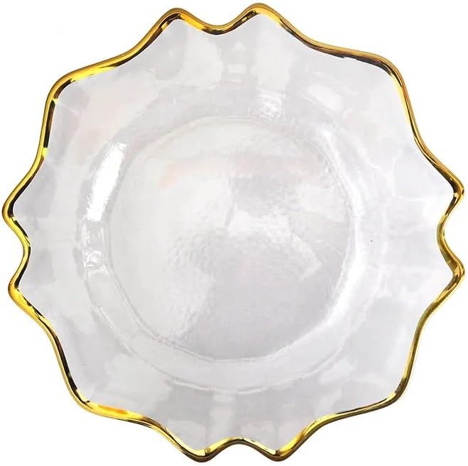 XL Teller aus transparentem Glas 33 cm - Gold 4