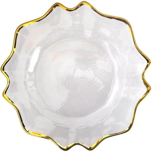 XL Teller aus transparentem Glas 33 cm - Gold 4