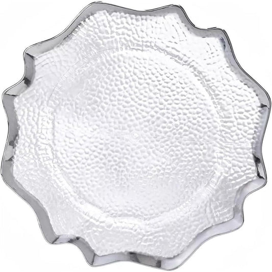 XL Teller aus transparentem Glas 33 cm - Silber 4