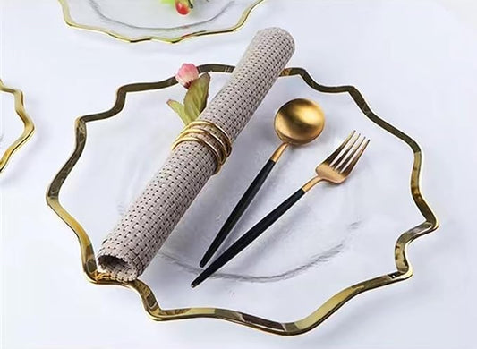 XL Teller aus transparentem Glas 33 cm - Gold 4