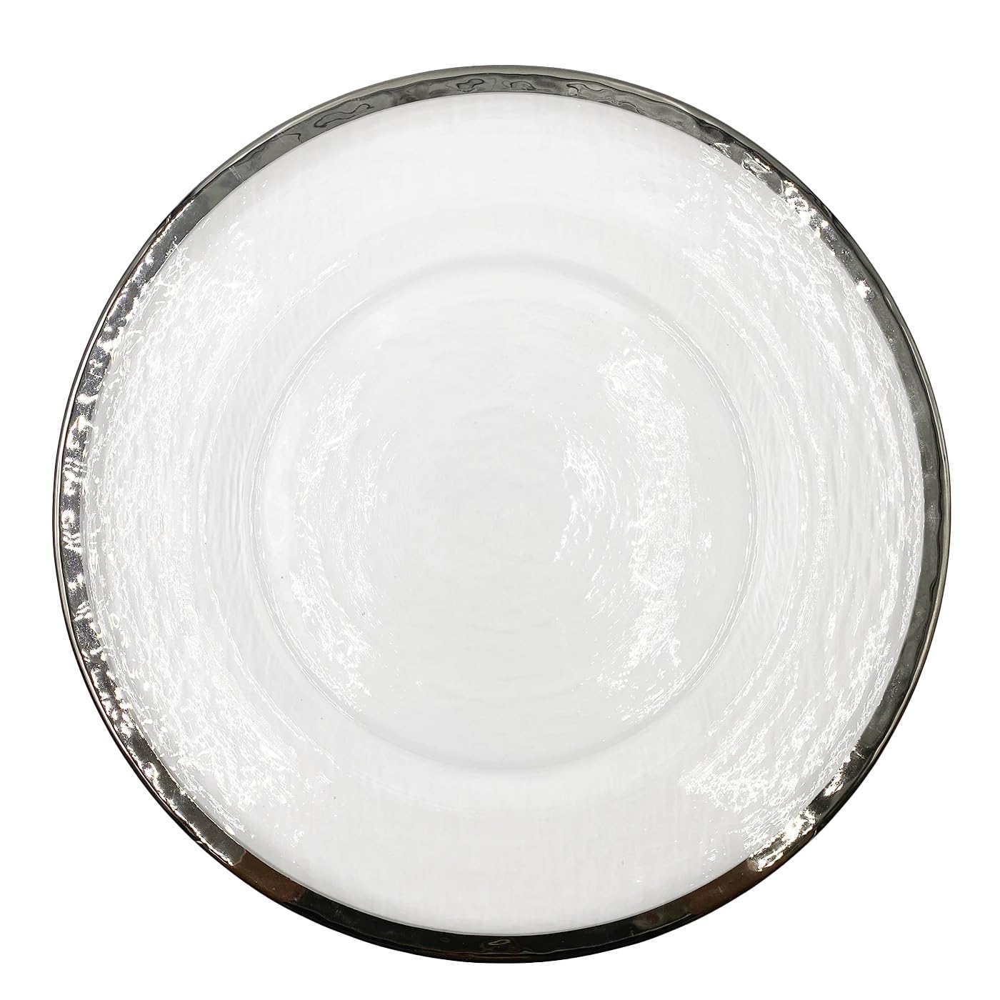 XL Teller aus transparentem Glas 33 cm - Silber 2