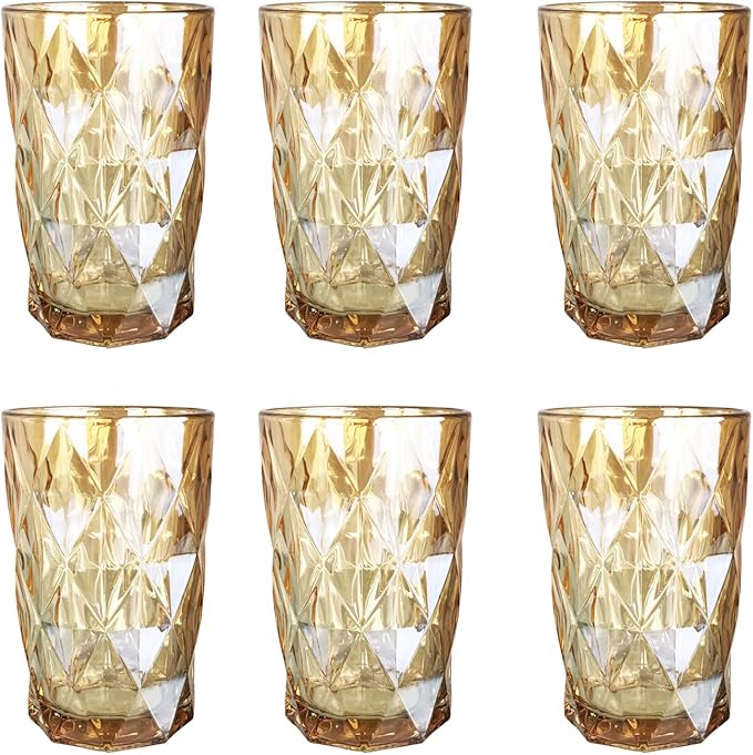 Gläser-Rombus Trinkglas Gold-Glanz