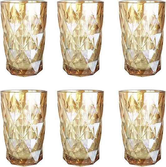 Gläser-Rombus Trinkglas Gold-Glanz