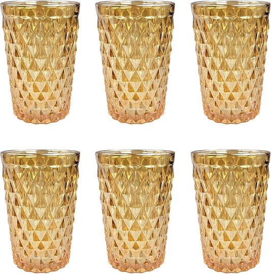 Trinkglas - Netz - Gold-Glanz
